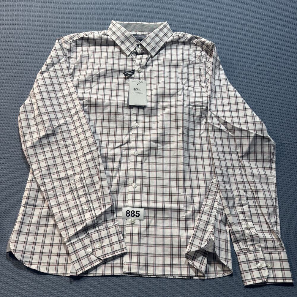 Van Heusen Men's Regular Fit Button Down Collar Dress Shirt Sz L‎ Brand New